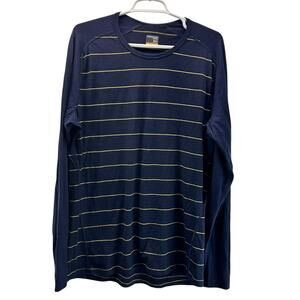 Icebreaker Men's Merino 200 Long Sleeve Shirt Base Layer Blue Yellow Stripe XL